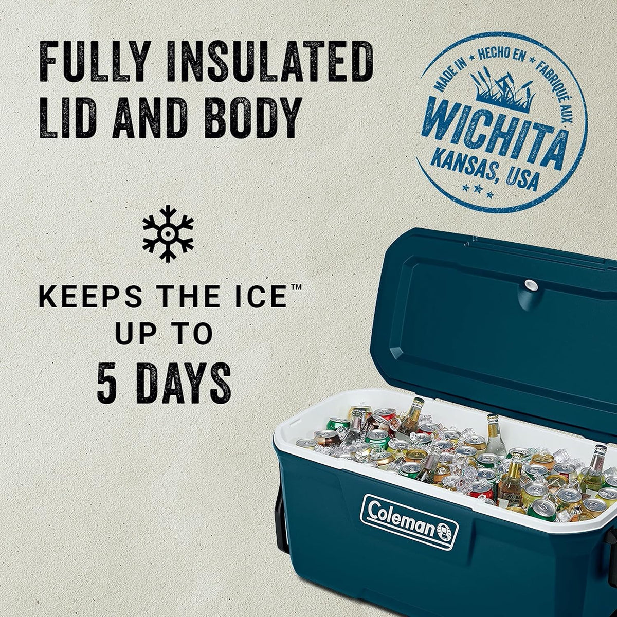 Coleman Classic Series Insulated Wheeled Cooler, 100-Quart, Rock Grey - Wheeled