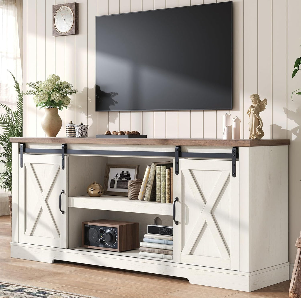 AMERLIFE Farmhouse TV Stand 66 in for TVs Up To 75 Inches