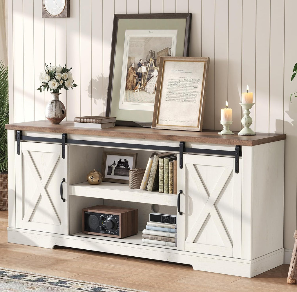 AMERLIFE Farmhouse TV Stand 66 in for TVs Up To 75 Inches