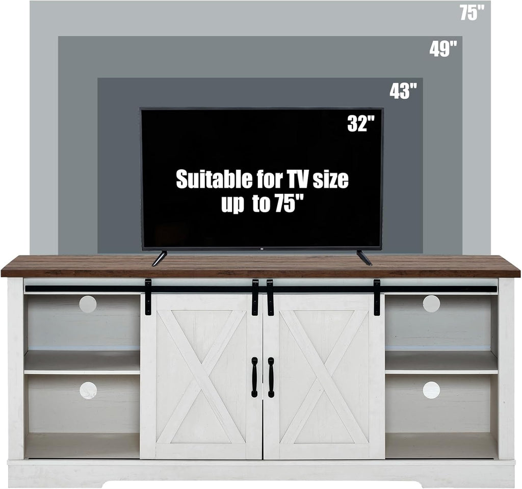AMERLIFE Farmhouse TV Stand 66 in for TVs Up To 75 Inches