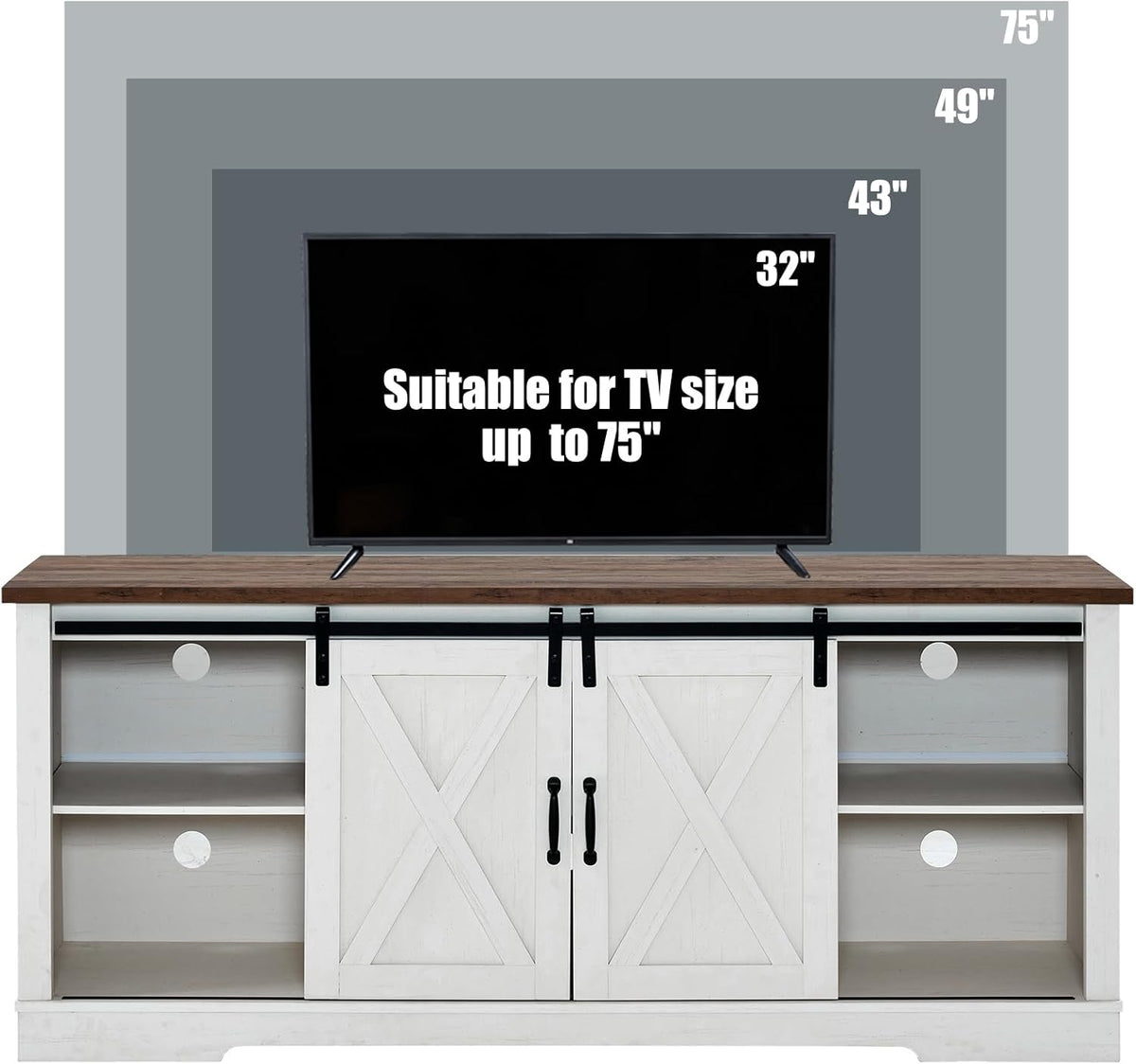 AMERLIFE Farmhouse TV Stand 66 in for TVs Up To 75 Inches