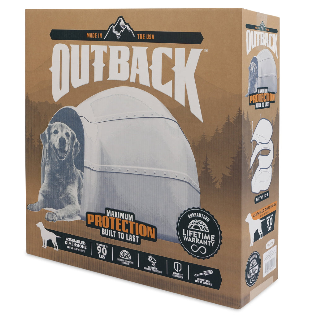 Outback Igloo Dog House, Heavy Duty Durable Plastic, Outdoor Use, Leak-Resistant, Gray, For Dogs up to 90 lbs, Extra Large, 33" L