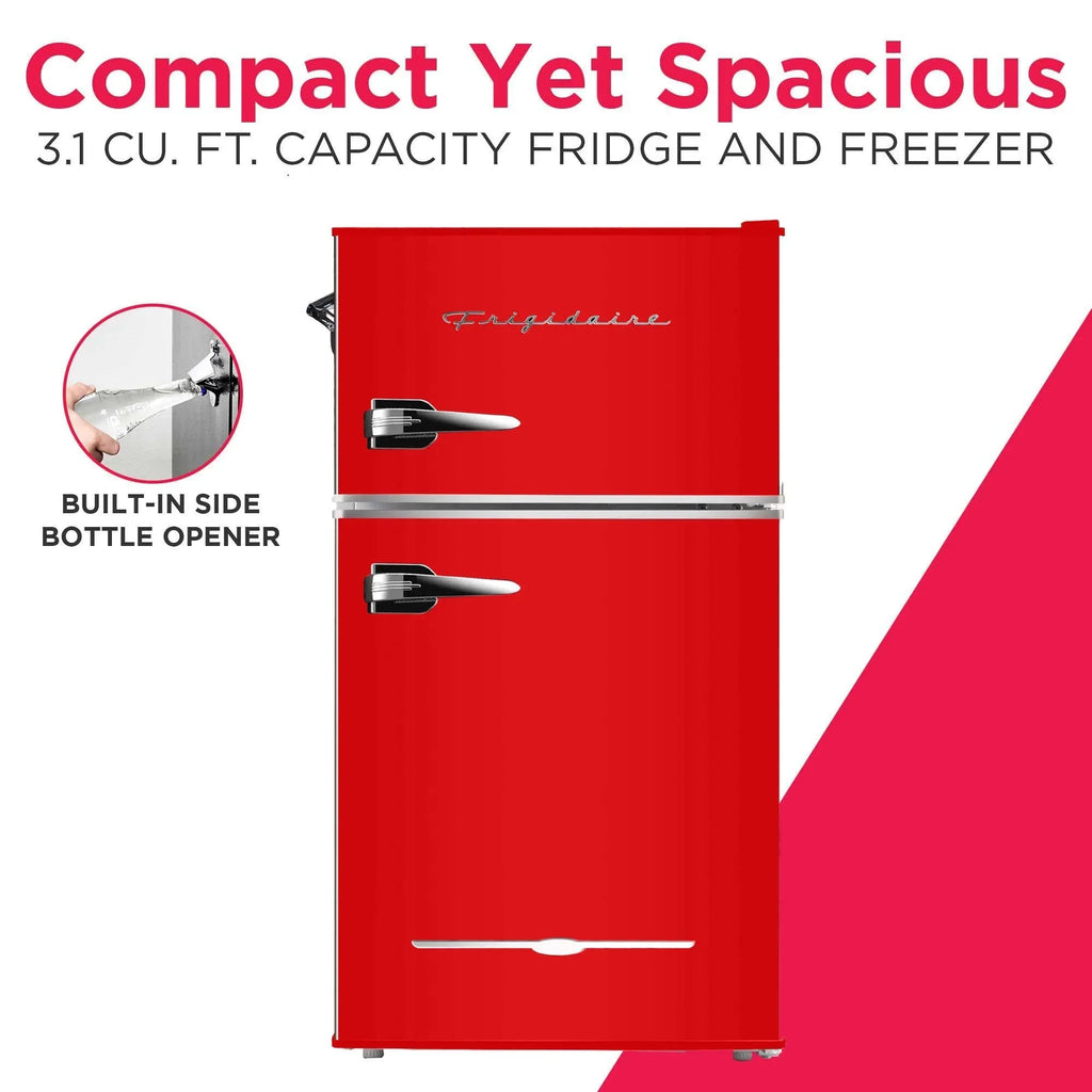 Frigidaire Retro Two-Door Compact Refrigerator With Freezer, 3.1 Cu. Ft., Red