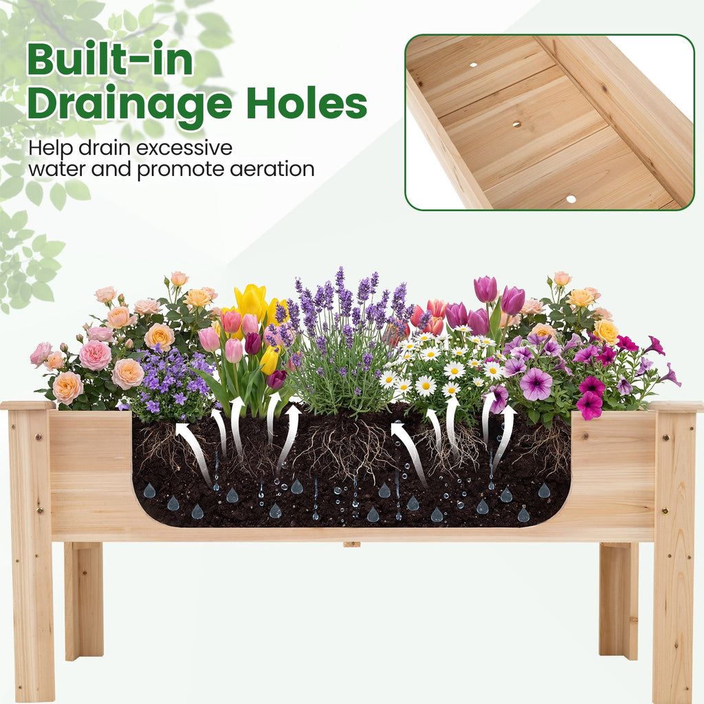Costway Raised Garden Bed Elevated Planter Box Wood for Vegetable Flower Herb