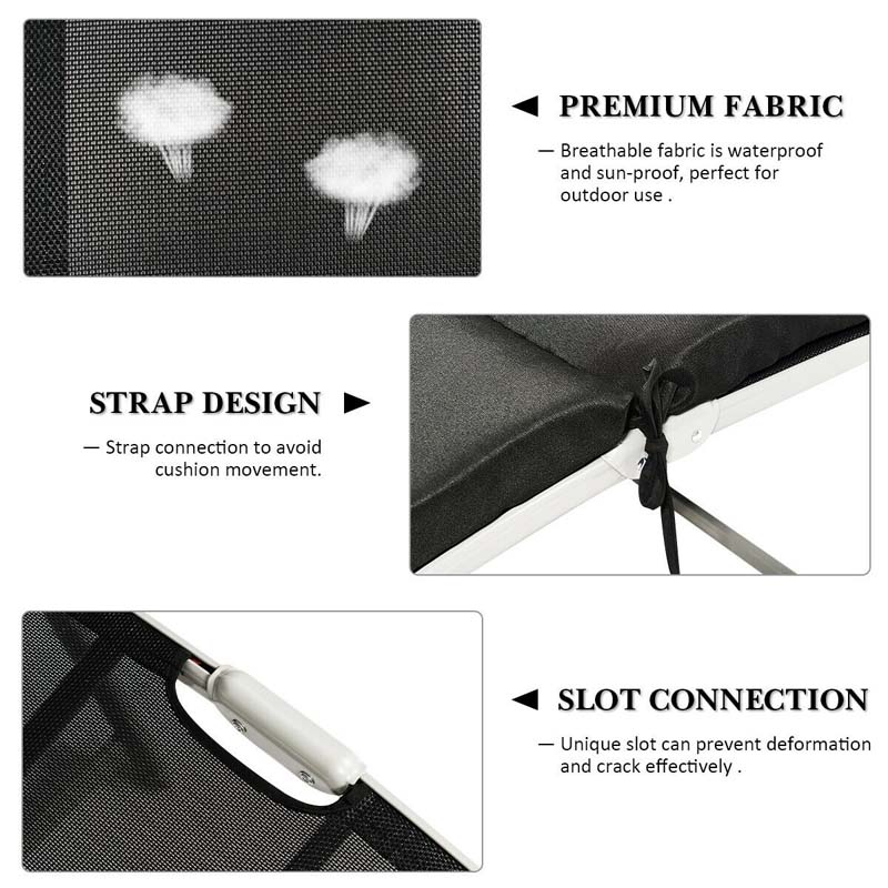 7 Position Folding Outdoor Chaise Lounge Chair With Cushion And Pillow