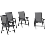 Patio Folding Stackable Outdoor Sling Chairs, 4 Count, Black - 22.87in L x 25.15in W x 37in H