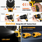 Cshidworld Tool Set with 21V Cordless Drill, Drill Set with 2 Batteries and Charger, 95PCS Electric Power Drill Tool Kit, Repair Tools Sets Combo
