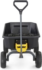 Poly Dump Garden Cart With No-Flat Tires And Serrated Shovel, 7 Cubic Feet, 1,200 lb Capacity, Black