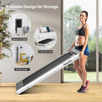 2 In 1 Folding Treadmill, 2.25 HP, 40 in x 16 in Running Area, Dual Display And App Control