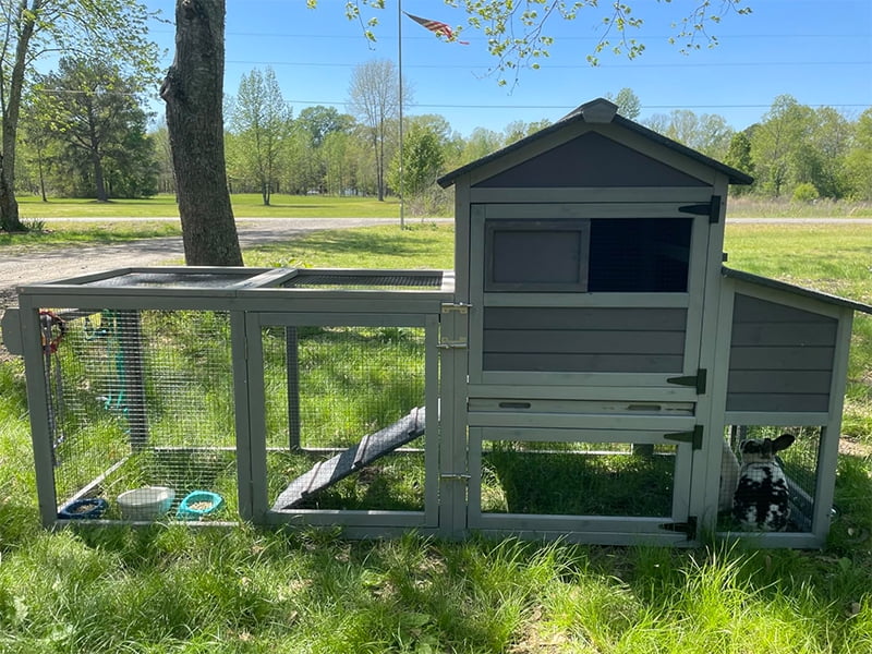 Aivituvin 82.4" Chicken Coop with Wheels, Large Hen House with Run, Chicken Cage for 4-6 Chickens, Weatherproof Asphalt Roof, Nesting Box & Pull-Out