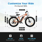 AMYET 26 x 4 Fat Tire Electric Mountain Bike, 48V 15Ah, 7-Speed - EB26