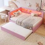 Upholstered Platform Bed Frame With USB Ports, LED Lighting And 2 Storage Drawers - Full/Twin