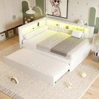 Upholstered Platform Bed Frame With USB Ports, LED Lighting And 2 Storage Drawers - Full/Twin