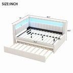 Upholstered Platform Bed Frame With USB Ports, LED Lighting And 2 Storage Drawers - Full/Twin