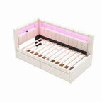 Upholstered Platform Bed Frame With USB Ports, LED Lighting And 2 Storage Drawers - Full/Twin