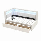 Upholstered Platform Bed Frame With USB Ports, LED Lighting And 2 Storage Drawers - Full/Twin
