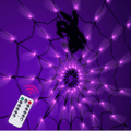 Halloween Decorations Spider Web Lights, 4FT Diameter 70 LED with Black Spider, Waterproof Net Lights, Remote Control