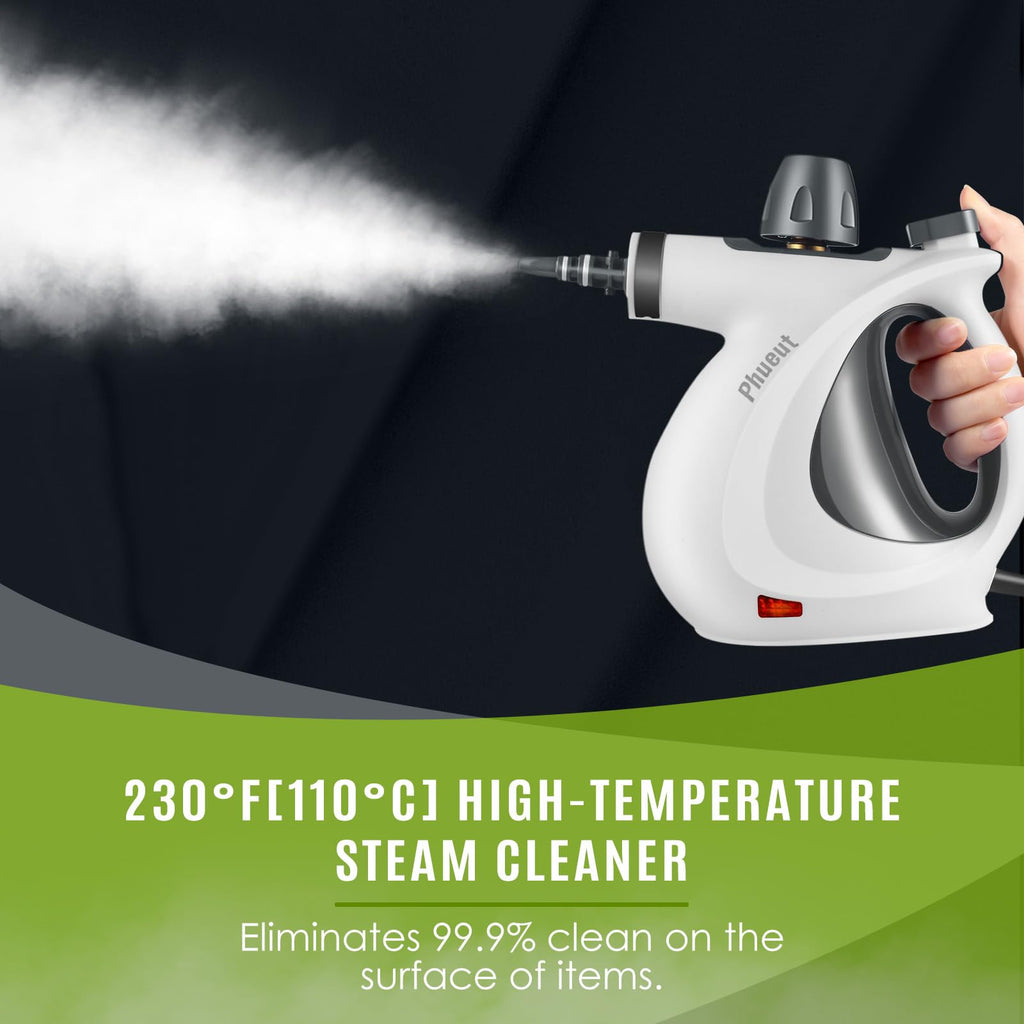 Phueut Pressurized Handheld Multi-Surface Natural Steam Cleaner with 12 pcs Accessories, Multi-Purpose Steamer for Home Use, Steamer for Cleaning