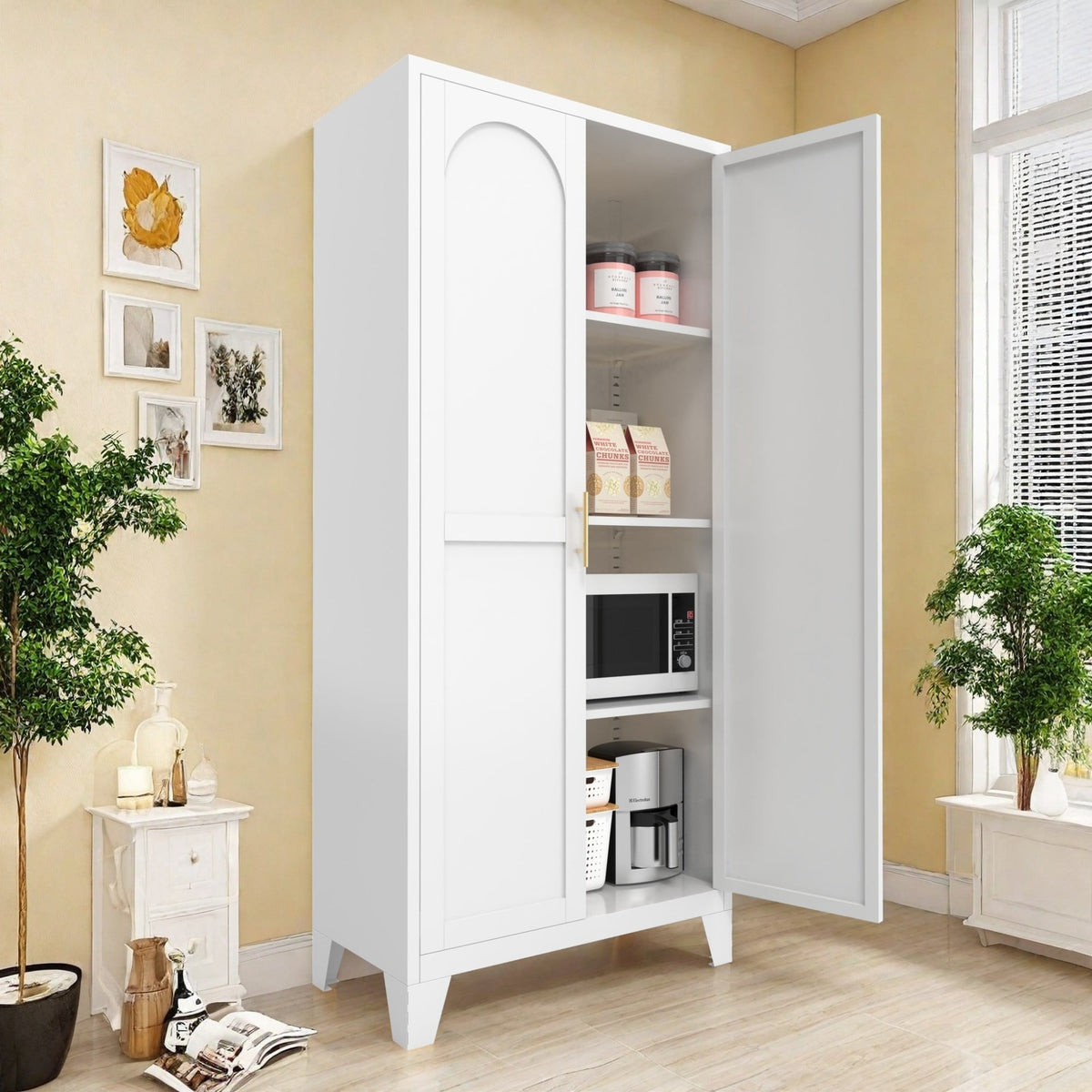 61" Metal Storage Cabinet with Doors and Adjustable Shelves,Garage Storage Cabinet for Home,Office