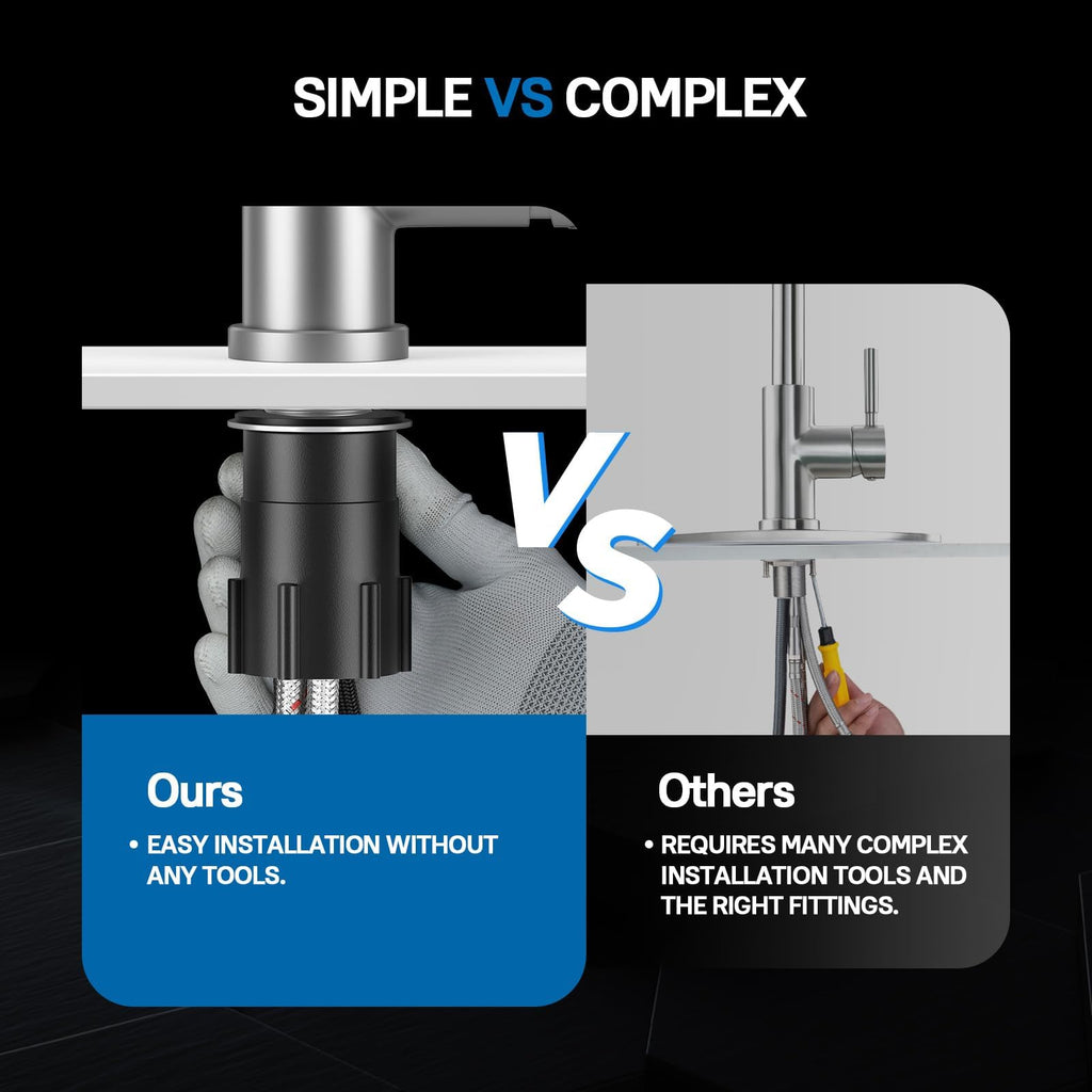 WEWE High-Arc Pull-Down Kitchen Faucet, Brushed Nickel, 3-Mode Sprayer