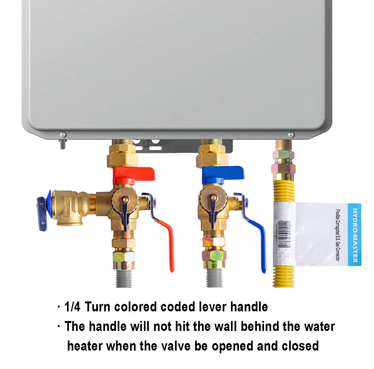 Tankless Water Heater Service Valve Kit with Pressure Relief Valve 3/4-Inch IPS Isolator Clean Brass