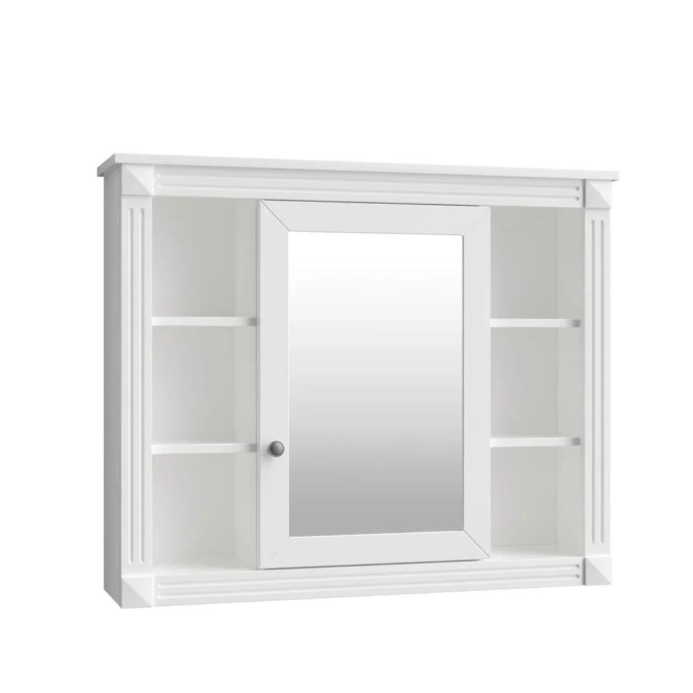 36'' Bathroom Vanity Set With Ceramic Sink Top, Mirror Cabinet, 2 Doors And 2 Drawers - Gray
