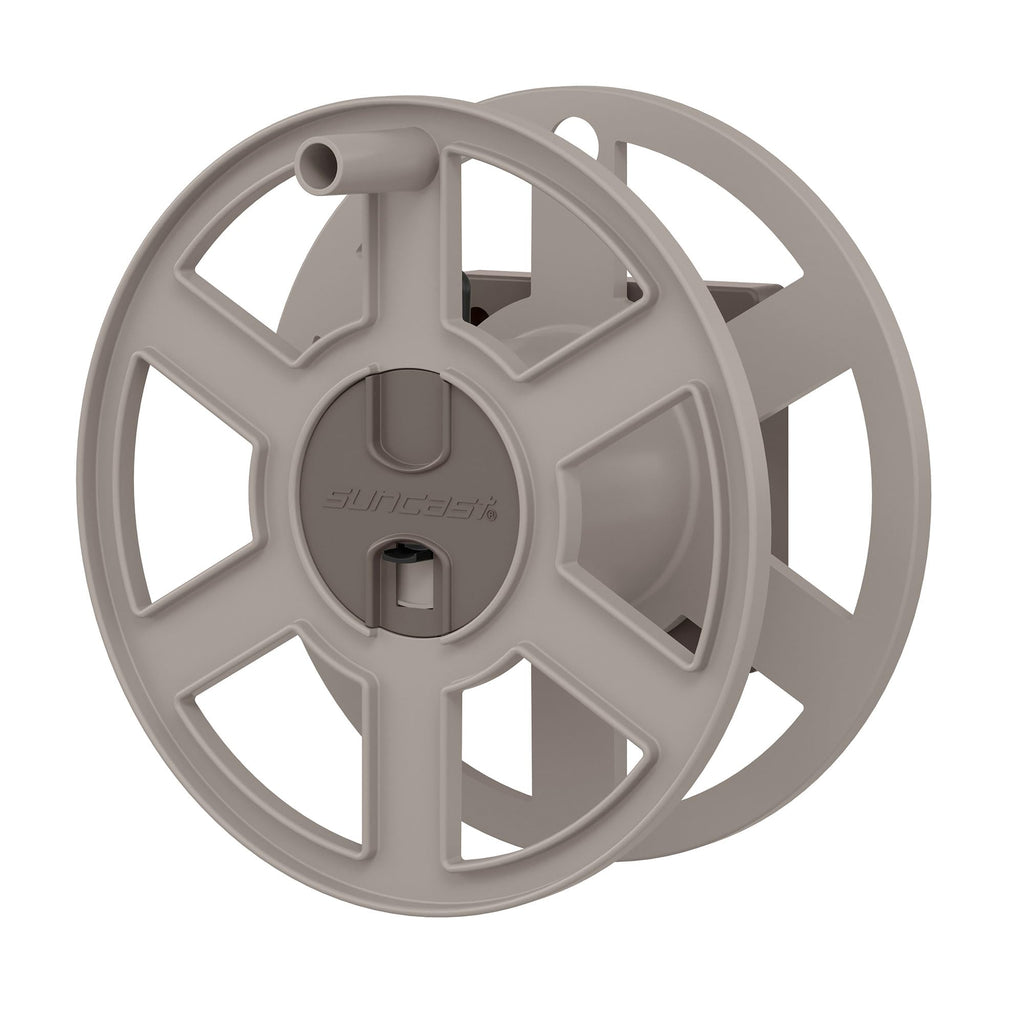 Suncast Sidewinder Wall Mount Garden Hose Reel, 100 Feet Capacity for 5/8 Inch Standard Vinyl Hosepipe, Light Taupe – Resin Water Line Holder for