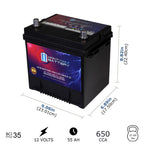 Mighty Max Battery MM-G35 Start and Stop Car BCI Group Size 35 12V 55Ah, 100RC, 650 CCA Rechargeable AGM Car battery