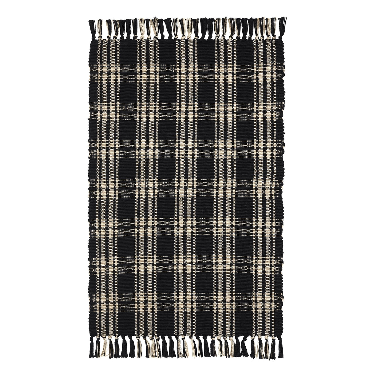 My Texas House Halloween Black Plaid Indoor/Outdoor Layering Rug, 24" x 38"