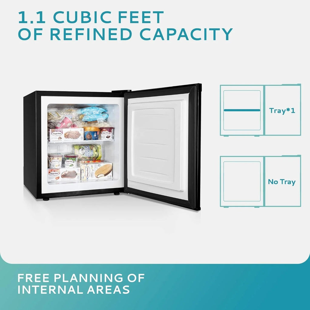 EUHOMY Compact Upright Freezer, 3.0 Cubic Feet, Silver Stainless Steel Door - MF-30-Y