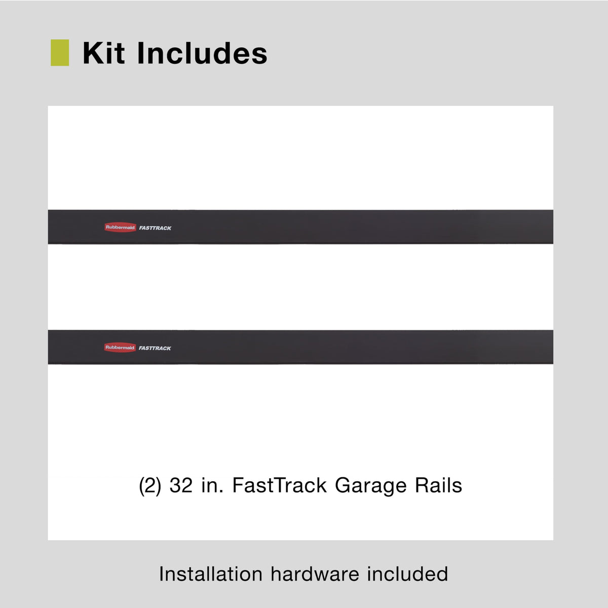 Rubbermaid Fasttrack Wall Mounted Storage and Organization System Rail Horizontal 48" 2-Pack Holds up to 1750 pounds Each Rail for Home/Garage