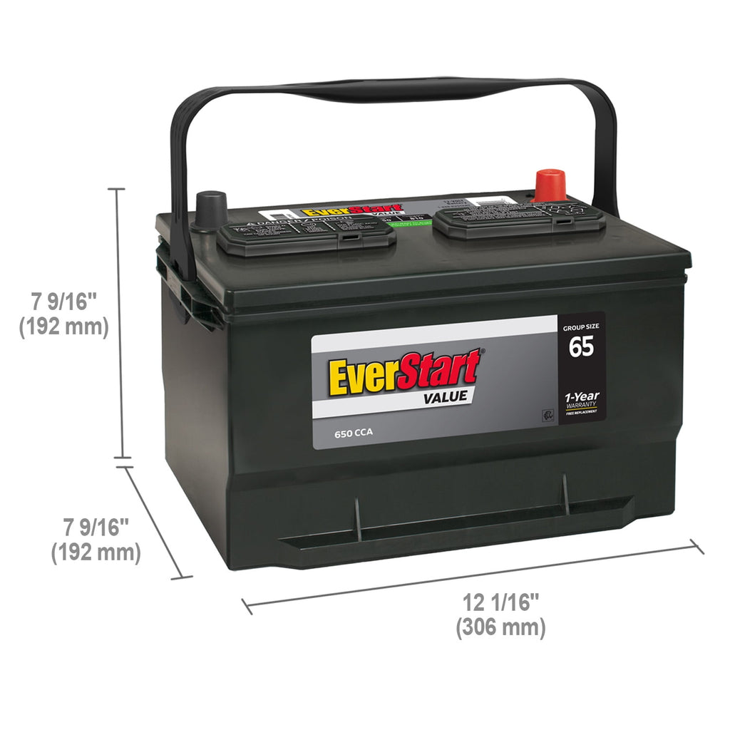 EverStart Value Lead Acid Automotive Battery, Group Size 65, 12 V, 650 ...