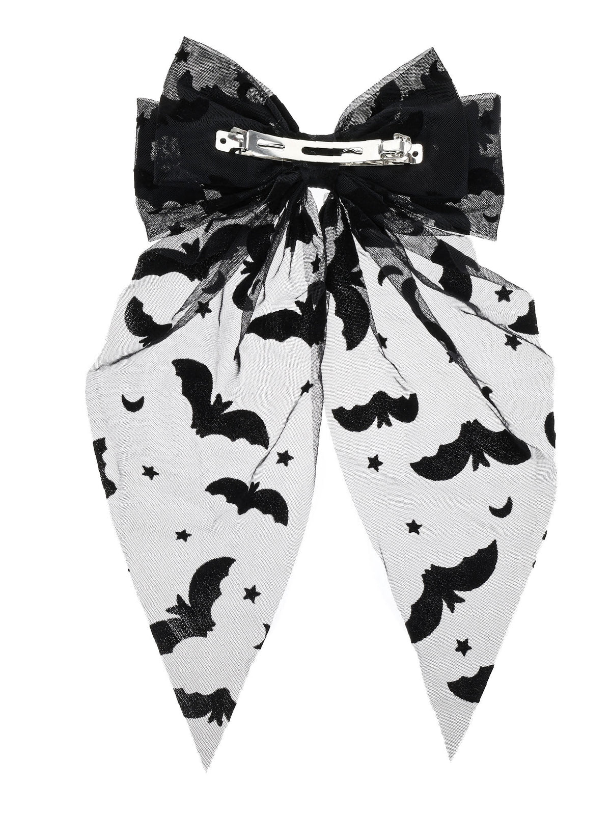 Way to Celebrate Halloween Women's Sheer Bat Hair Bow, Black, 1 Piece, Barrette Hair Clip