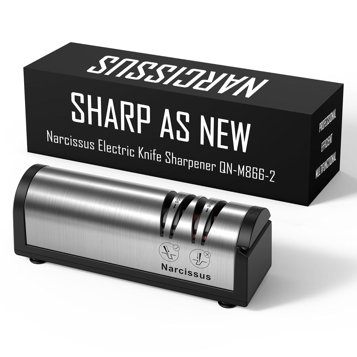 Knife Sharpener, Professional 2 Stage Electric Knife Sharpener for Quick Sharpening & Polishing, with Scissors Sharpener and Metal Dust Collection