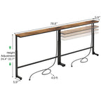 Kitstorack 2-Pack Narrow Console Table with Adjustable Height (25"-33") & 2 Power Outlets, Skinny Behind Couch Table, 78.8" Long x 5.9" Wide Sofa