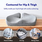 C CUSHION LAB Patented Pressure Relief Seat Cushion for Long Sitting Hours on Office/Home Chair, Car, Wheelchair - Extra-Dense Memory Foam for Hip