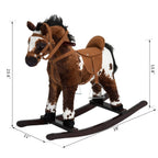 Qaba Rocking Horse Realistic Sounds for Toddlers 3-9, Dark Brown