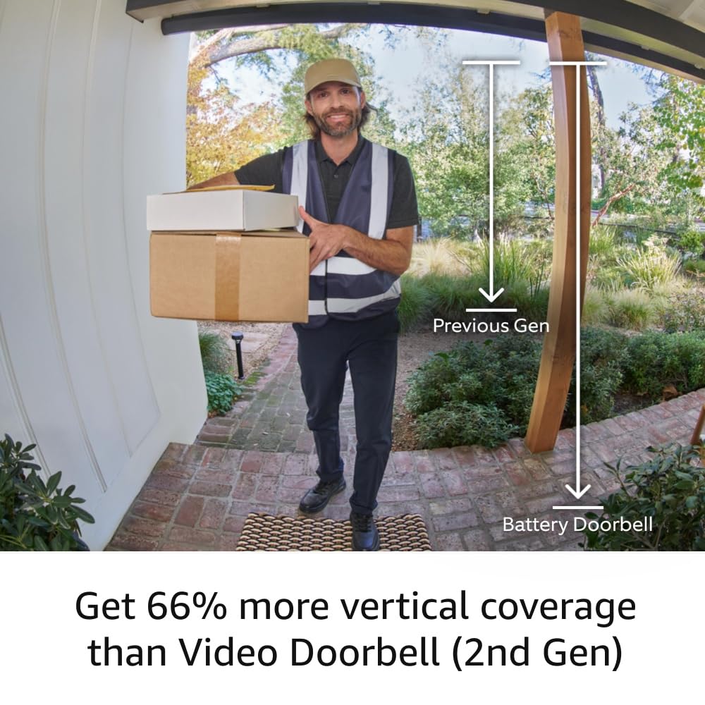 Like-New Ring Battery Doorbell, Home or business security with Head-to-Toe video, Live View with Two-Way Talk, and Motion Detection & Alerts