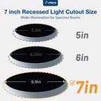 Amico 12 Pack 7 Inch 5CCT Ultra-Thin LED Canless Recessed Ceiling Downlight