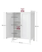 VASAGLE Bathroom Floor Storage Cabinet, 2 Doors , Cloud White