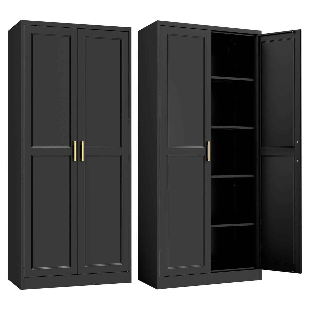 71"Metal Pantry Storage Cabinet with Doors & 4 Adjustable Shelves