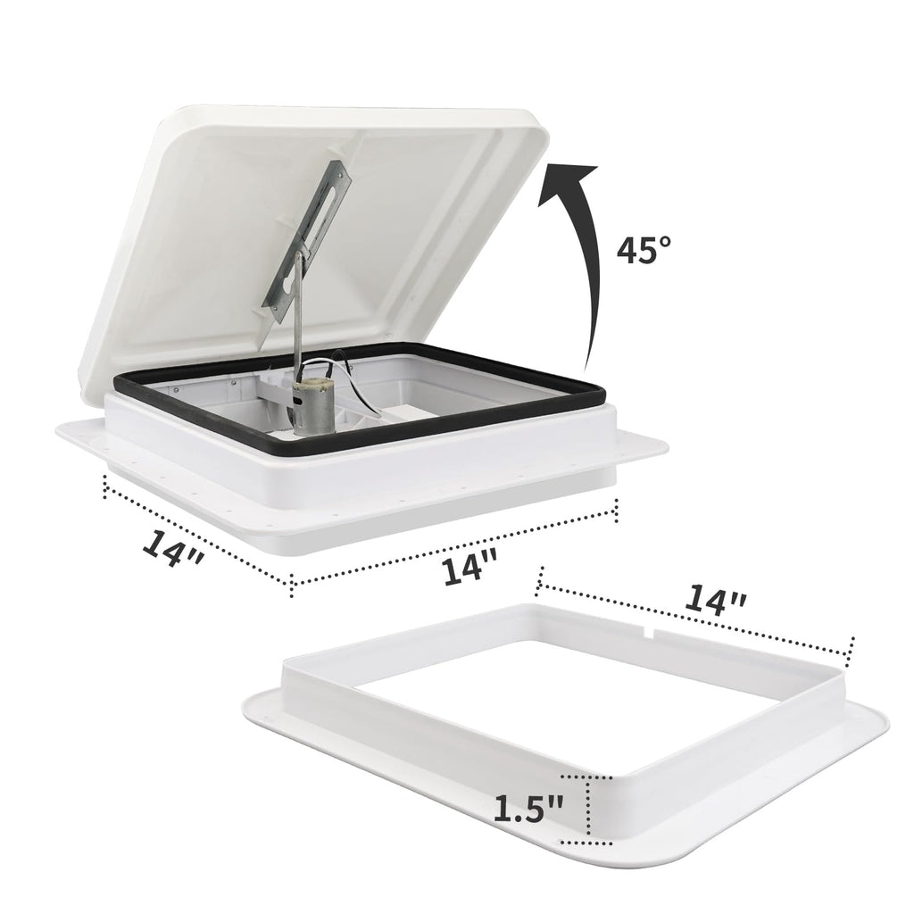 RVMATE 14x14 RV Roof Vent Fan, Remote, 12V, White