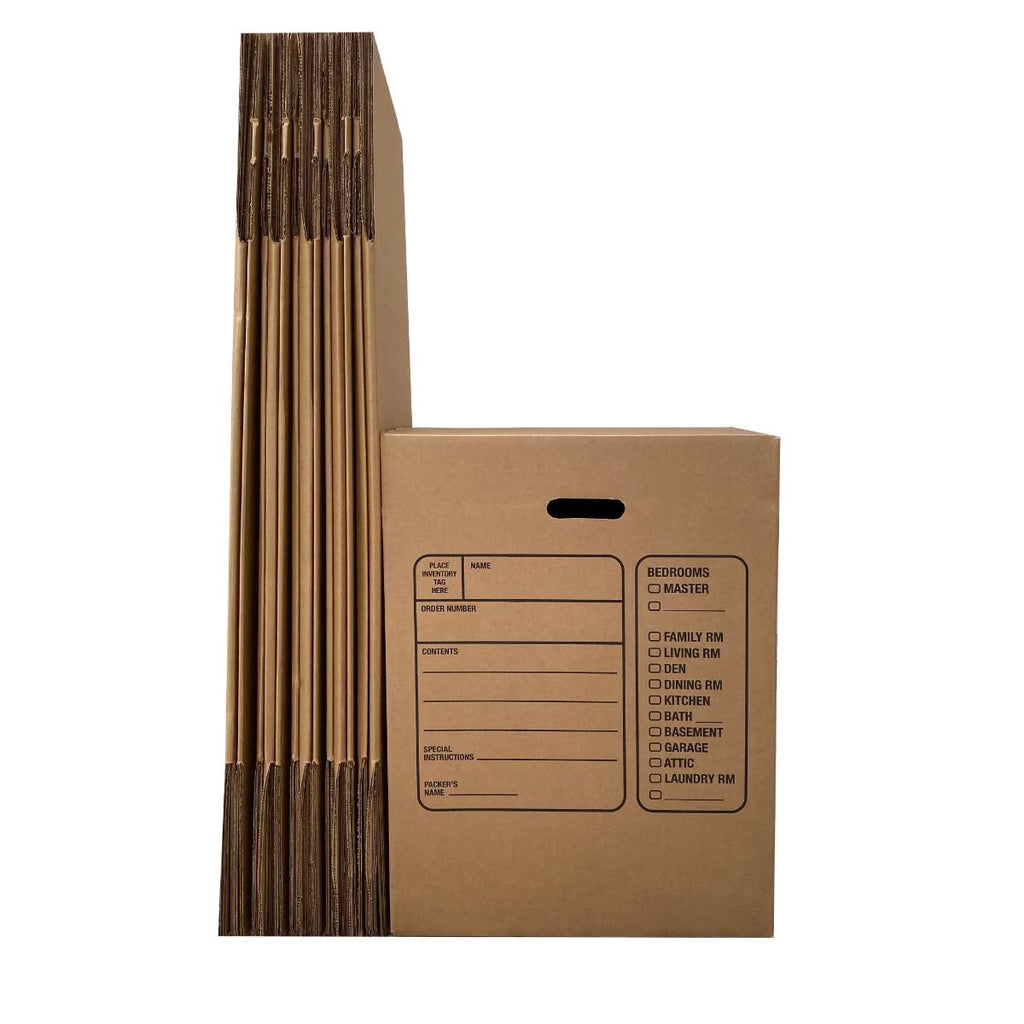 Uboxes Moving Boxes with Handles, 10 Premium Large, 18 x 18 x 24, Brown