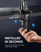 HUANUO FlowLift™ Single Monitor Mount, 13 to 32 Inch Monitor Arm, Adjustable Monitor Stand, Vesa Mount with Clamp and Grommet Base - Fits 4.4 to
