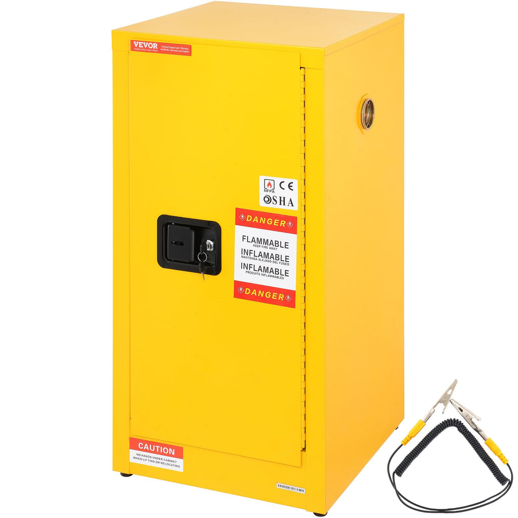 VEVOR Flammable Cabinet, 18" x 18" x 35", Yellow