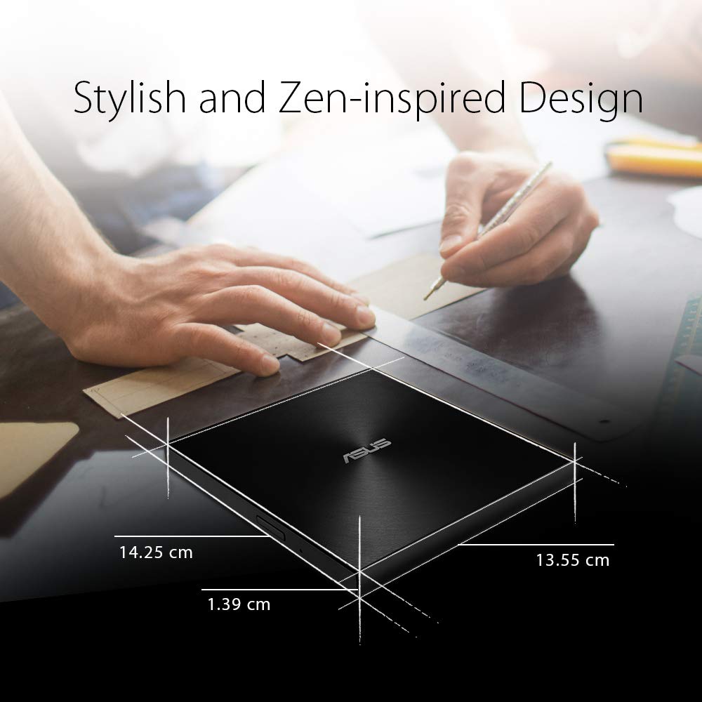 ASUS ZenDrive Black 13mm External 8X DVD/Burner Drive +/-RW with M-Disc Support, Compatible with Both Mac & Windows and Nero BackItUp for Android