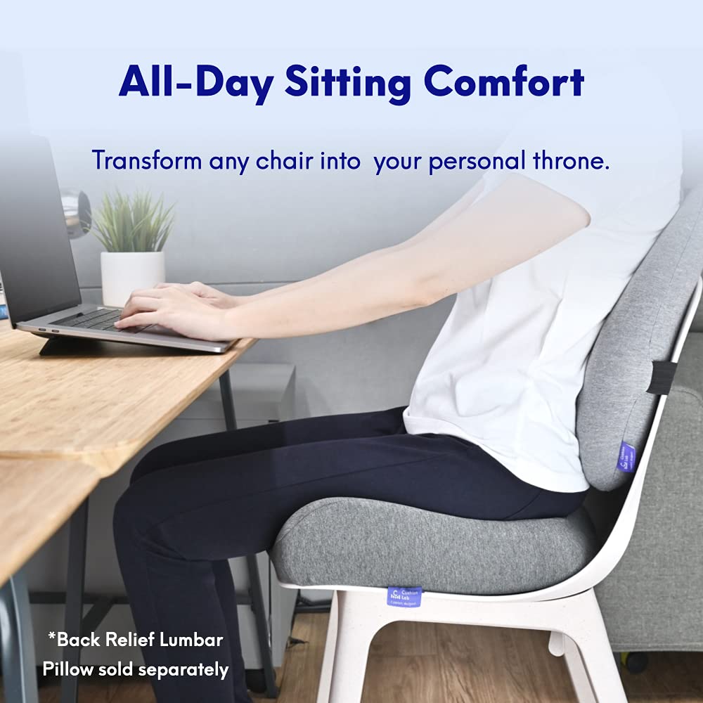 C CUSHION LAB Patented Pressure Relief Seat Cushion for Long Sitting Hours on Office/Home Chair, Car, Wheelchair - Extra-Dense Memory Foam for Hip