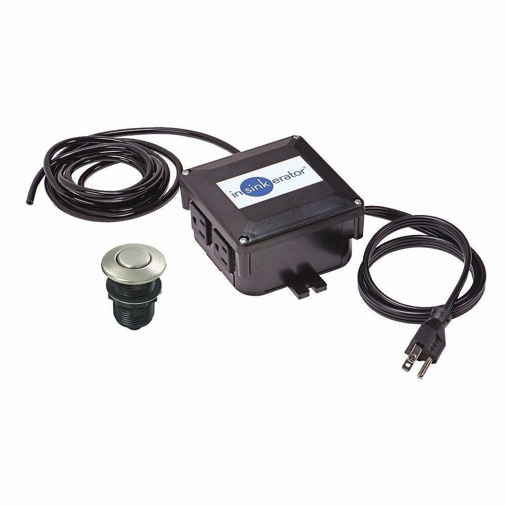 InSinkErator Garbage Disposal Air Switch Kit, Dual Outlet Sink Top Switch Button for All InSinkErator Food Waste Disposer Models, Satin Nickel STS