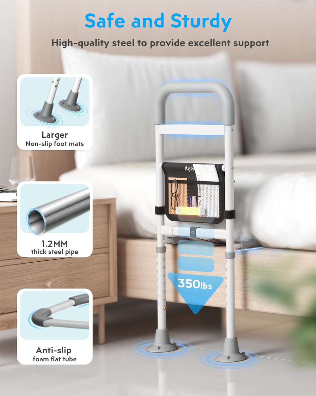 Bed Rails for Elderly Adults Safety, ASTM Compliant, 350LB Capacity