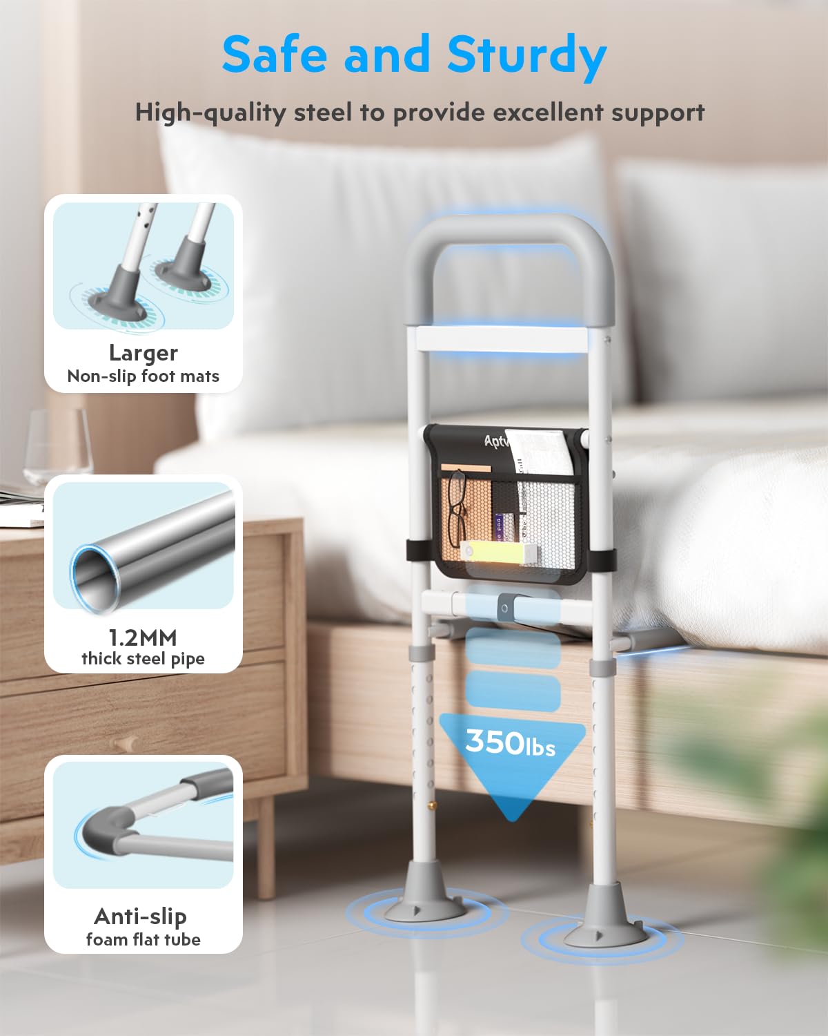 Bed Rails for Elderly Adults Safety, ASTM Compliant, 350LB Capacity